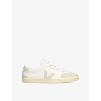 VEJA MENS WHITE/OTH VOLLEY LOGO-EMBROIDERED LEATHER LOW-TOP TRAINERS EUR 43 / 9 UK
