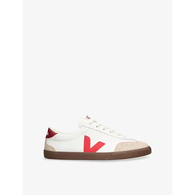 VEJA MENS WHITE/RED VOLLEY LOW-TOP LEATHER TRAINERS EUR 46 / 12 UK