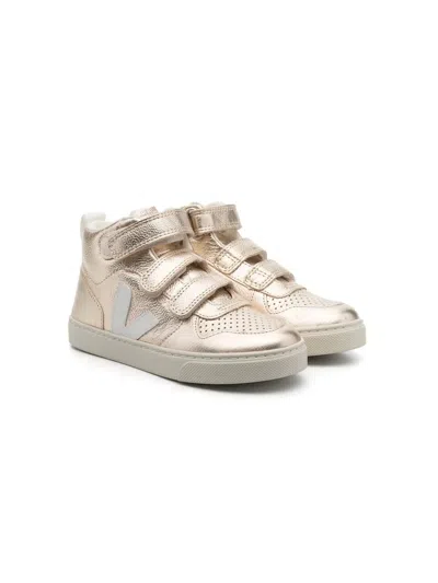 Veja Kids' Metallic High-top Sneakers In Yellow