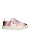 Veja Metallic Leather V-12 Sneakers In Pink