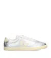 Veja Low-top Metallic Finish Rubber Sole Sneaker In Silver