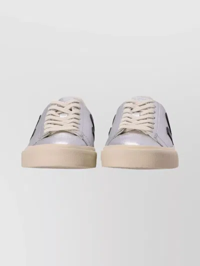 Veja Metallic Low Top Sneakers With Rubber Sole In Neutral