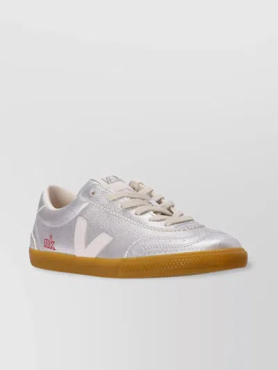 Veja Nk Collaboration Metallic Leather Sneakers In Silver