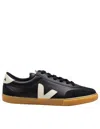 Veja Volley Black Sneaker With Side Logo And Lettering Logo On The Heel In Organic Cotton Unisex In Black