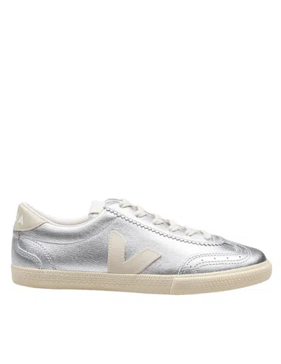 Veja Organic Leather Sneakers In Silver