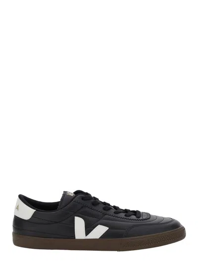 VEJA 'PANENKA' BLACK SNEAKER WITH LOGO ON THE SIDE AND CONTRASTING HEEL IN LEATHER UNISEX