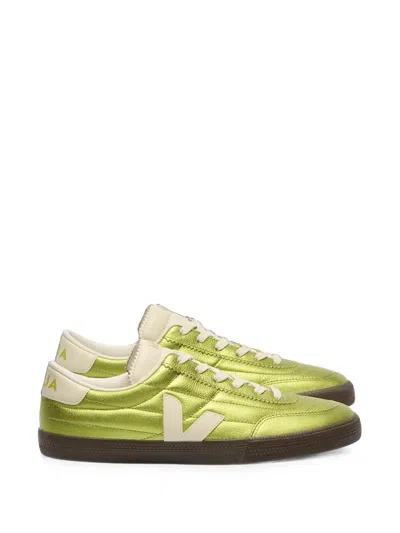 Veja Panenka Pierre Eagle Metallic Leather Sneakers In Green