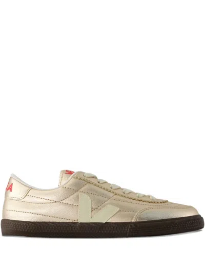 Veja Panenka Round-toe Metallic Sneakers In Gold