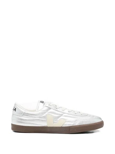 Veja Panenka Leather Silver And White Sneakers