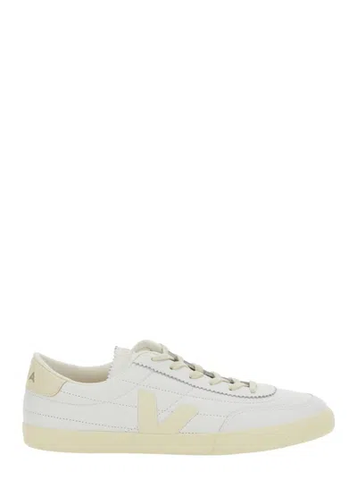 VEJA 'PANENKA' WHITE SNEAKER WITH LOGO ON THE SIDE AND CONTRASTING HEEL IN LEATHER UNISEX