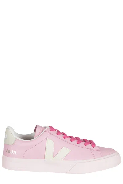 Veja Pink Campo Leather Side-logo Leather Sneakers In Multi