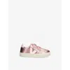 Veja Metallic Leather V-12 Sneakers In Pink Comb