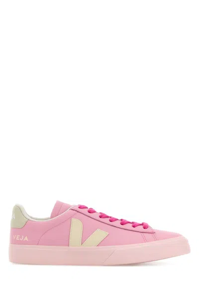 Veja Pink Leather Campo Sneakers In Neutral