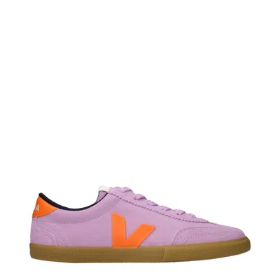 Veja Pink Leather Low Top Sneakers In Purple