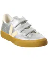 Veja Leather Strap-fastening Sneakers In Silver