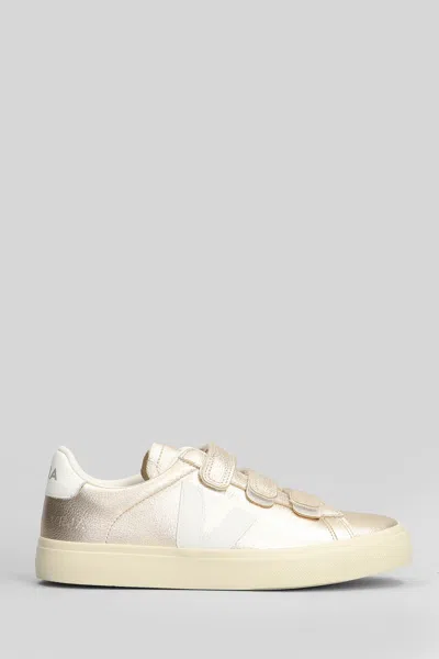 Veja Recife Logo Sneakers In Platinum Leather In Silver
