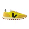Veja Rio Branco Leather-trimmed Suede And Alveomesh Sneakers In Yellow