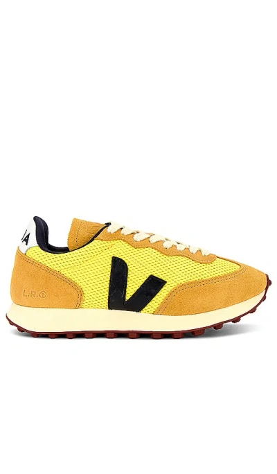 Veja Rio Branco Leather-trimmed Suede And Alveomesh Sneakers In Yellow