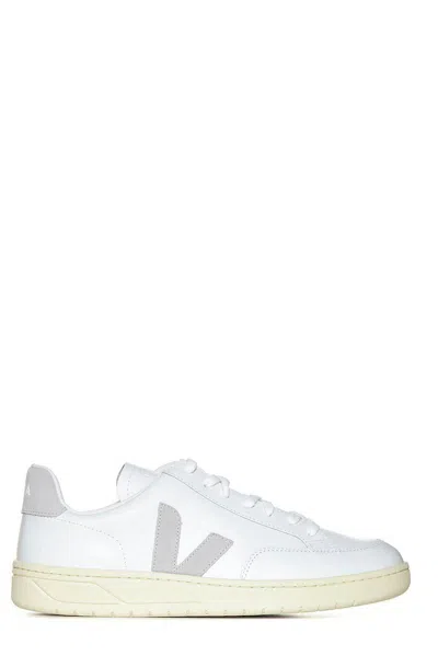 Veja Round Toe Lace-up Sneakers In White