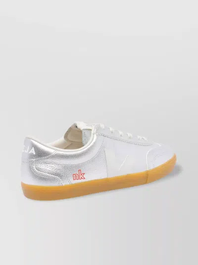 Veja Round Toe Low Top Sneakers With Metallic Finish