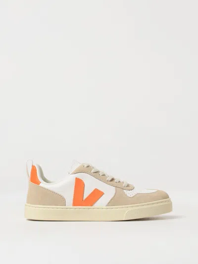 Veja Kids Leather V-10 Sneakers In White