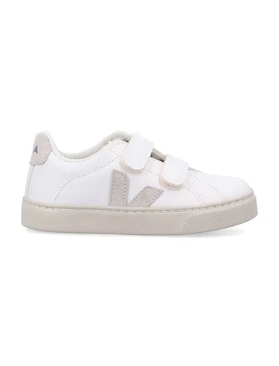 Veja Kids' Esplar Chromefree Leather Sneakers In White/natural