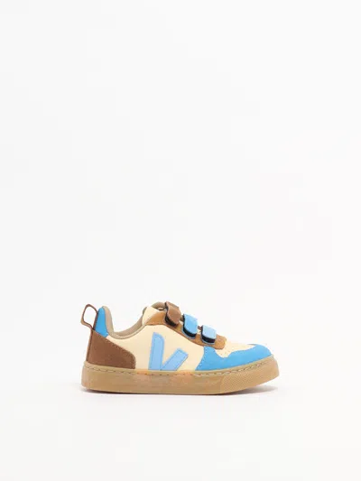 Veja Kids' Small V-10 Sneaker In Crema-azzurro