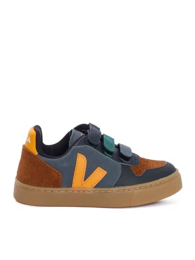 Veja Kids' Small V-10 Suede Calif_ouro_natural Sneakers In Gray