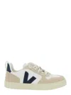 Veja V-10 Suede-trimmed Leather Sneakers In White