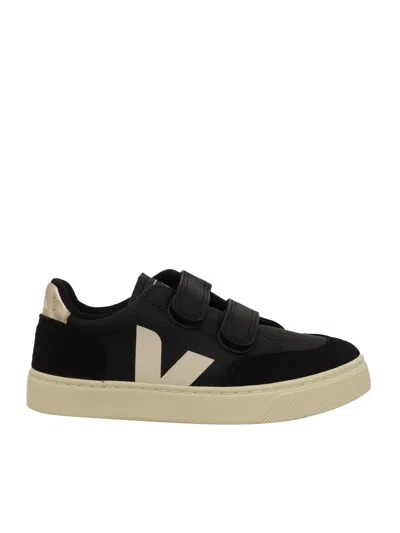 Veja Small V-12 Chromefree Leather Black_white_platine Sneakers