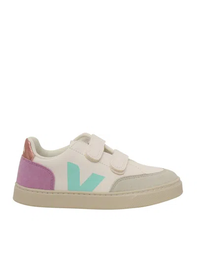 Veja Small V-12 Chromefree Leather Extra-white_multico-orchid Sneakers