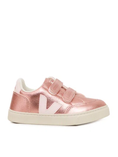 Veja Kids' Small V-12 Leath Nacre_lassi Sneakers In Pink
