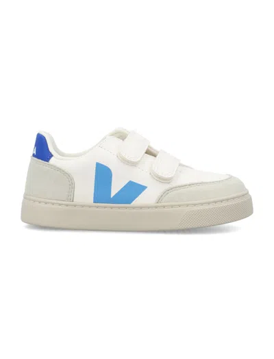 Veja Kids' Small V-12 Sneakers In White/blue