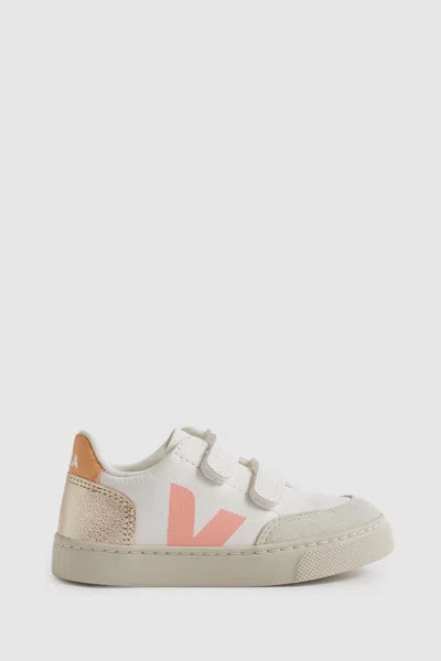 Veja Kids'  Small V-12 Velcro Trainers In White Multi