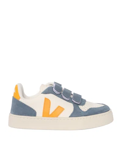 Veja Small V-10 Leat Pure_ouro_california In Blue