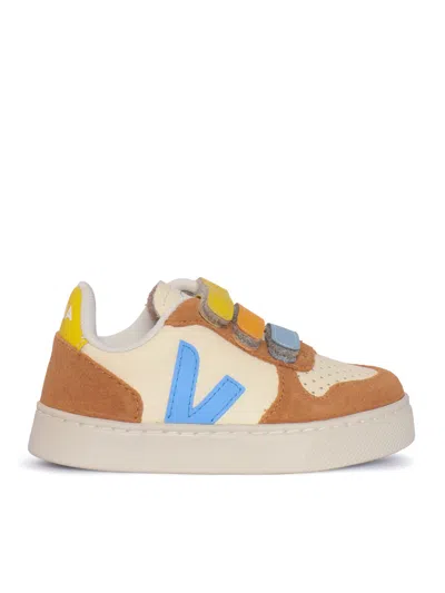 Veja Small V-10 Leather Cashew_aqua_umber In Multi