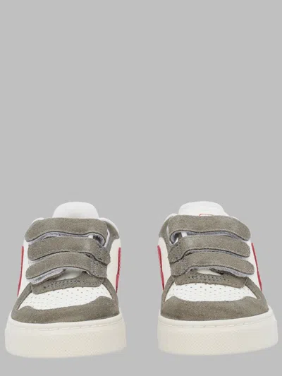 Veja Small V-10 Leather Sneakers For Kids In Green
