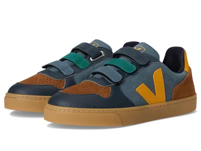 Veja Small V-10 (little Kid/big Kid) Kids Shoes California Ouro Natural: Unisex Eu 35 (us 4 Big Kid) M In Blue