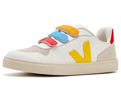 Veja Small V-10 (little Kid/big Kid) Kids Shoes White Tonic : Unisex Eu 33 (us 2 Little Kid) M, Leather In Multi