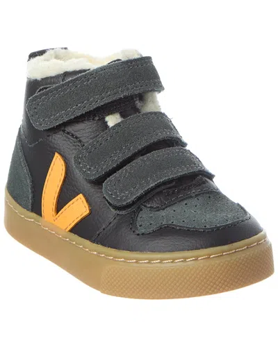 Veja Small V-10 Mid Winter Chromefree Suede Sneaker In Black