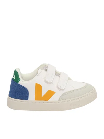 Veja Small V-12 Cf Ex-whi_mult-indigo In White