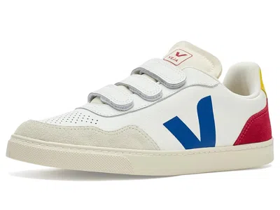 Veja Small V-90 (big Kid) Kid's Shoes White Indigo Pepper : Unisex Eu 37 (us 6 Big Kid) M, Leather