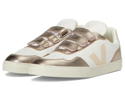 Veja Small V-90 (big Kid) Kid's Shoes White Sable Bronze : Unisex Eu 39 (us 7 Big Kid) M, Leather In Silver