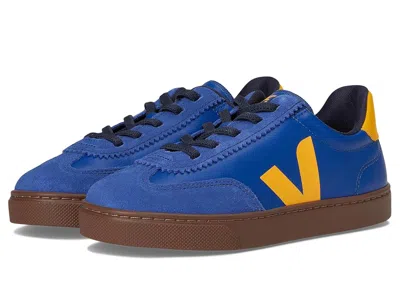 Veja Small Volley (little Kid/big Kid) Kid's Shoes Atlantic Ouro Bark : Unisex Eu 28 (us 11 Little Kid) M In Blue