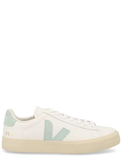 Veja Campo White And Light Blue Leather Sneakers In Multi