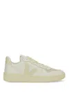 Veja V-10 Bicolor Leather Low-top Sneakers In White