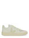 Veja V-10 Bicolor Leather Low-top Sneakers In White