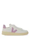 Veja V-12 Leather Sneakers White And Orchid Color