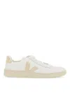 Veja Woman's V12 White And Beige Vegan Leather  Sneakers In White