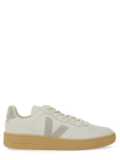 Veja V-90 O.t. Leather Men Sneaker In White Light Grey In Gray